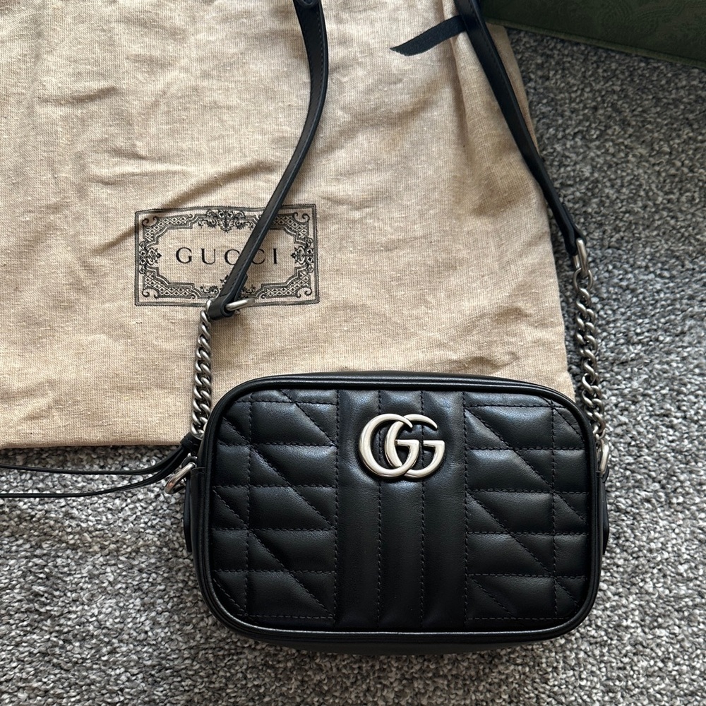 Gucci Marmont Mini Matelassé Leather Crossbody with Silver Hardware - Picture 2 of 13